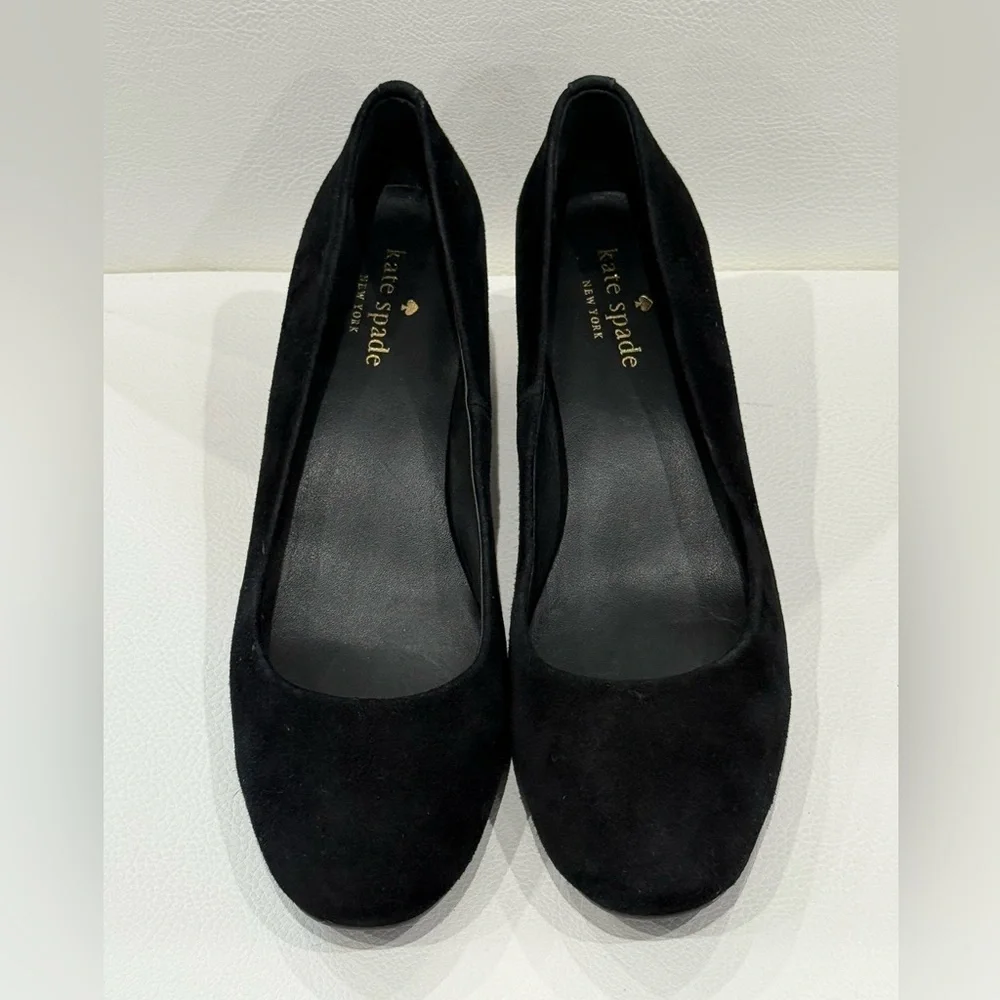 Kate Spade New York Black Suede Beverly Pump Block Heel Size 7